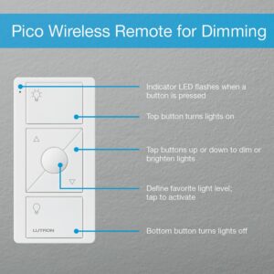Lutron Pico Remote for Caseta Smart Dimmer Switch, 3-Button Control with Raise/Lower and Preset Lighting Level, For Table Top or Wallmount Use, PJ2-3BRL-WH-L01R, White - Image 4