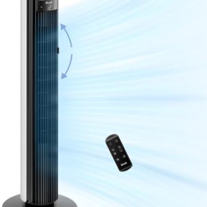 LEVOIT Tower Fan for Bedroom, 90° Oscillating Standing Fan with 28dB Quiet for Sleep, 25ft/s Velocity, 12H Timer, 5 Speeds 4 Modes, Remoter, Bladeless Room Fan for Home, Office, Indoor, 36 inch, White - Image 3
