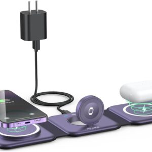 Wireless Charger 3 in 1,RTOPS Magnetic Travel Wireless Charging Station Multiple Devices,GaN 3 in 1 Charging Station,Compatible for iPhone16/15/14/13/Pro/Max,iWatch,AirPods4/3/2/Pro(Adapter Includes) - Image 4
