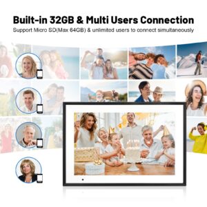 Digital Picture Frame 10.1 Inch WiFi Digital Photo Frame IPS HD Touch Screen Smart Cloud Photo Frame with 32GB Storage, Auto-Rotate, Easy Setup to Share Photos or Videos Remotely via AiMOR APP - Image 4