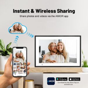 Digital Picture Frame 10.1 Inch WiFi Digital Photo Frame IPS HD Touch Screen Smart Cloud Photo Frame with 32GB Storage, Auto-Rotate, Easy Setup to Share Photos or Videos Remotely via AiMOR APP - Image 5