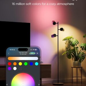 Govee Tree Floor Lamp Compatible with Matter, 3 Rotatable Lights with LuminBlend Technology, Standing Lamp with 64 Dynamic Scenes, Music Sync, Ideal Floor Lamp for Living Room, Bedroom, Office - Image 3